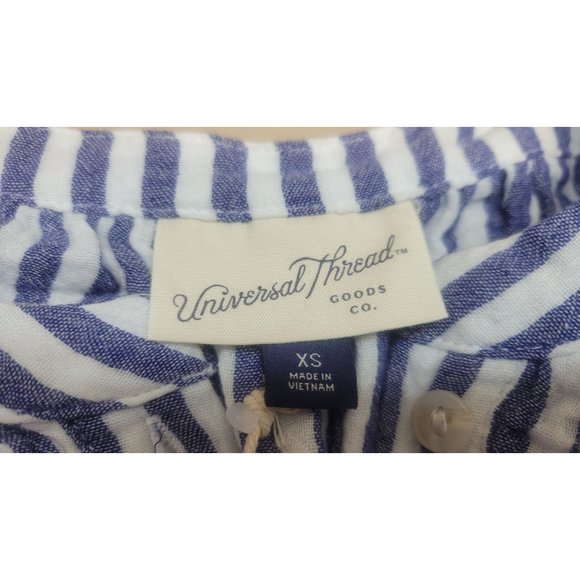 Women's Striped Long Sleeve Half Placket Blouse - Universal Thread, Blue XS - Picture 6 of 8
